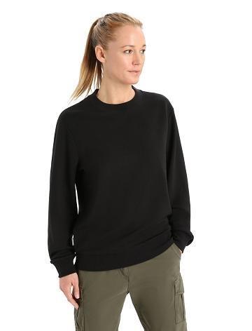 Black Icebreaker Merino Crush Long Sleeve Women's Sweatshirts | AU 1620ILHS